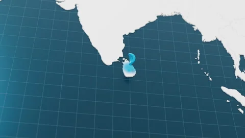 Blue Sri Lanka 3d map with pointer pin surrounded with other countries in white Stock Footage 320575066