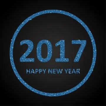 Blue Ssequins New 2017 Year. Star. Circle. Stock Illustration