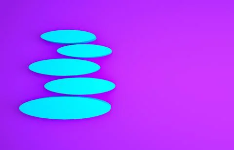Blue Stack hot stones icon isolated on purple background. Spa salon accessory Illustrazione stock