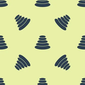 Blue Stack hot stones icon isolated seamless pattern on yellow background. Spa Stock Illustration