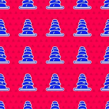 Blue Stack hot stones icon isolated seamless pattern on red background. Spa Illustrazione stock