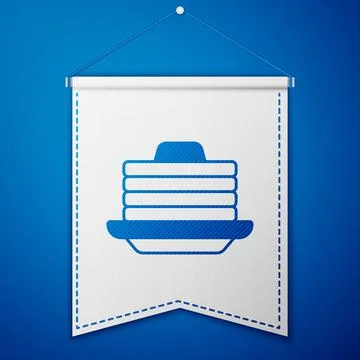 Blue Stack of pancakes with honey icon isolated on blue background. Breakfast Stock Illustration