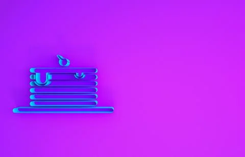 Blue Stack of pancakes icon isolated on purple background. Baking with syrup  Stock Illustration
