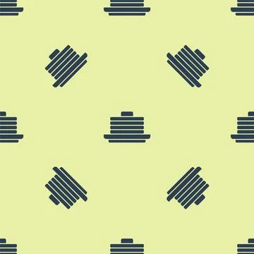 Blue Stack of pancakes icon isolated seamless pattern on yellow background 库存插图