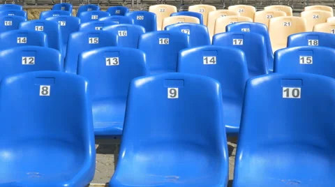 Blue stadium chairs Stock Footage 64571850