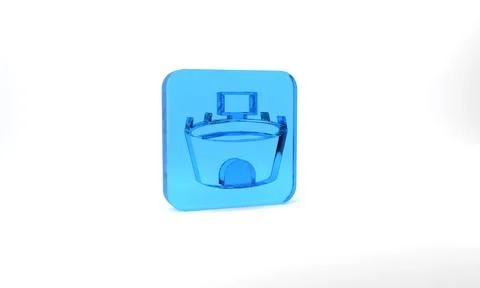 Blue Stadium icon isolated on grey background. Arena symbol. Glass square button Stock Illustration
