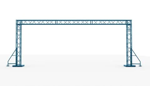 Blue stage construction on white background Stock Illustration