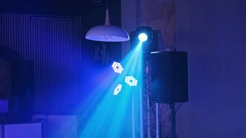 Blue Stage Lights and Speaker Stock-Footage 301950991