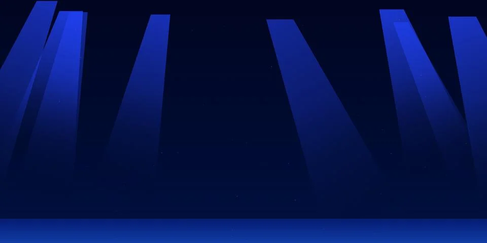 Blue stage lights shining down in dark room 스톡 일러스트