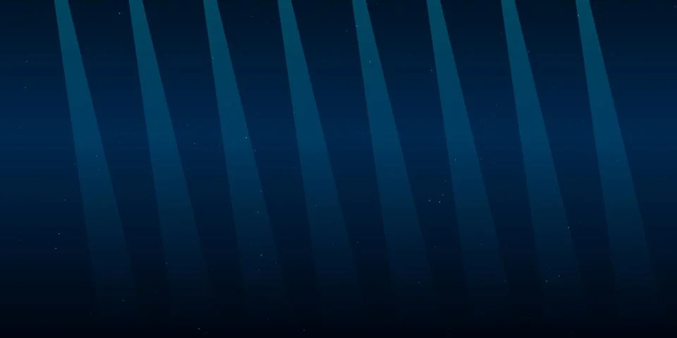 Blue stage spotlights shining down on dark background Stock Illustration