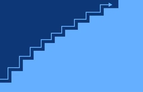 Blue staircase arrow path creating step by step progression or growth Stock Illustration