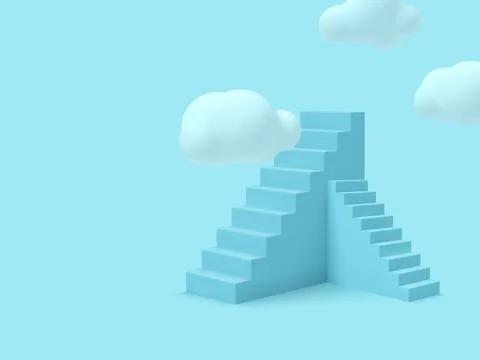 Blue stairs with clouds. Stock Illustration