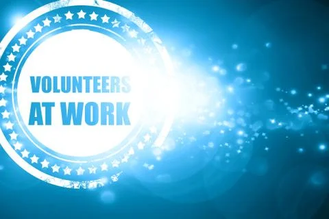 Blue stamp on a glittering background: volunteer at work Stock Illustration