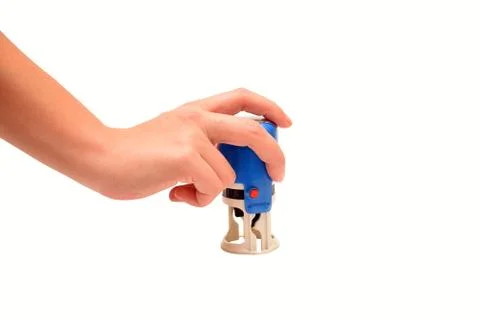 Blue stamp hand Stock Photos