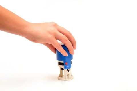 Blue stamp hand Stock Photos