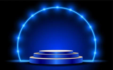 Blue stand with spotlight in the studio room Stock Illustration