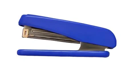 Blue stapler close-up on a white background Stock Photos