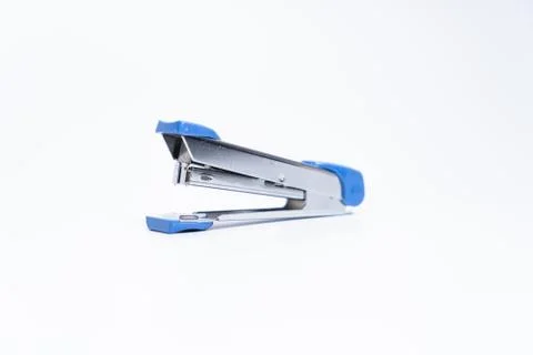 Blue stapler isolated on a white background. Stock Photos