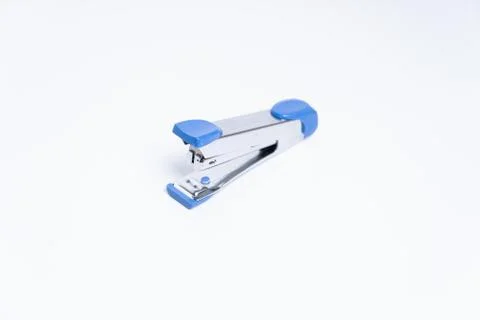 Blue stapler isolated on a white background. Foto stock