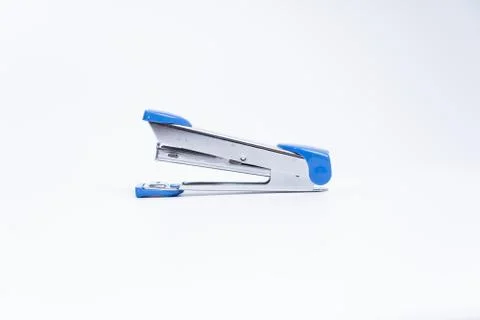 Blue stapler isolated on a white background. Foto stock