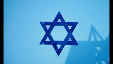 Blue Star of David with glowing light effect in the background. Stock Footage 282533672