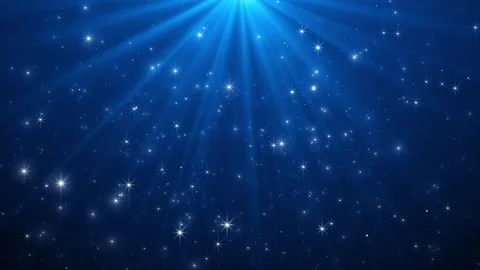 Blue star light background glowing rays, white sparkles, magical night sky atmos Stock Footage 340453868