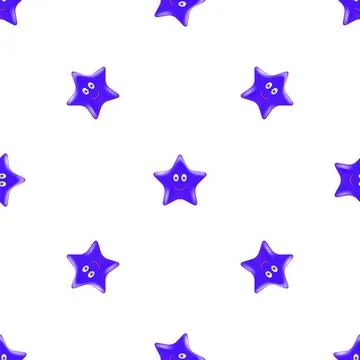 Blue Star Seamless Pattern Blue Star Seamless Pattern. Smiling Star Isolat... Stock Photos