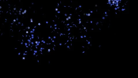 Blue star shape confetti - seamless looping, alpha channels and 4K Stock Footage 94316358