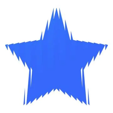 Blue star shape with vertical ribbed glass effect, fluted sparkle five-pointed Stock Illustration