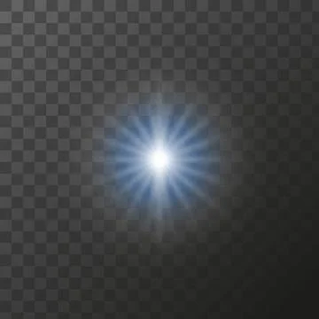 Blue star shining star on transparent background, Bright blue light shine of Illustrazione stock
