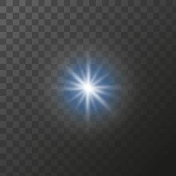 Blue star shining star on transparent background, Bright blue light shine of Stock Illustration