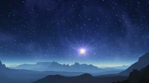 The blue star in the sky alien planet Stock Footage 49703446