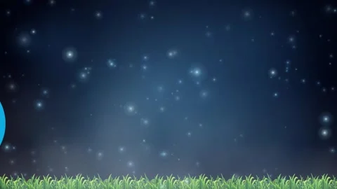 Blue Star Soccer Ball Bouncing Over Grass Under Night Sky Stock Footage 339992582
