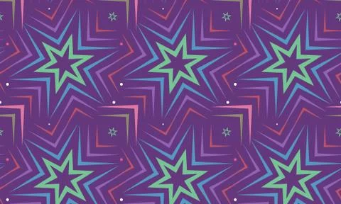 Blue star on violet background pattern Stock Illustration