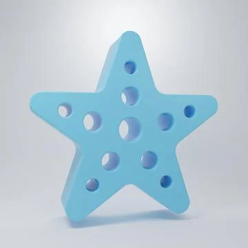 Blue Starfish icon isolated on grey background. Minimalism concept. 3D rend.. Stock Illustration