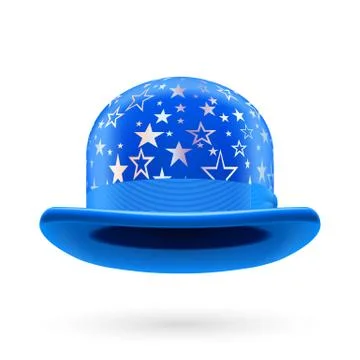 Blue starred bowler hat Stock Illustration