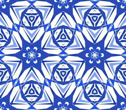 Blue Starry Flower Kaleidoscope Pattern Illustrazione stock