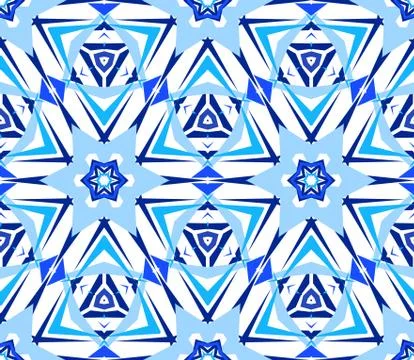 Blue Starry Flower Kaleidoscopic Pattern Stock Illustration