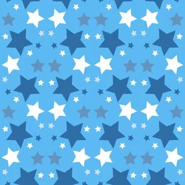 Blue starry sky seamless pattern, background with star for textile Stock Illustration