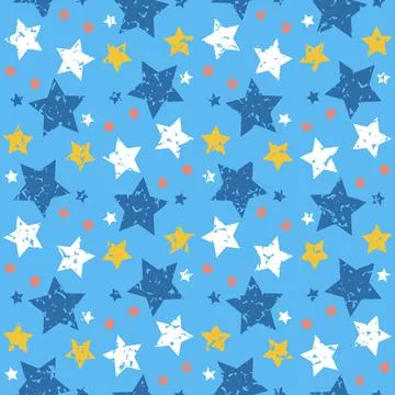 Blue starry sky seamless pattern, background with star for textile and wrappi Stock Illustration