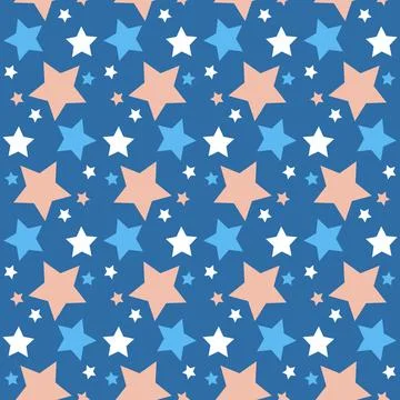 Blue starry sky seamless pattern, background with star for wrapping paper Illustrazione stock