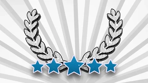 Blue stars with laurel wreath Stock Footage 345084035