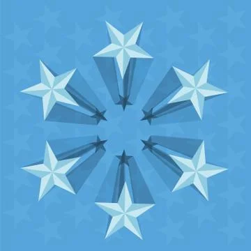Blue stars perspective Stock Illustration