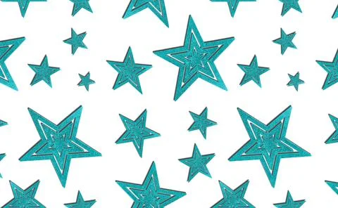 Blue stars seamless pattern on white background. Stock Illustration