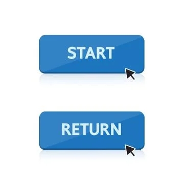 Blue start and return button design. Illustrazione stock