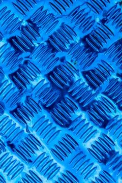 Blue steel sheet with diamond pattern relief Foto stock