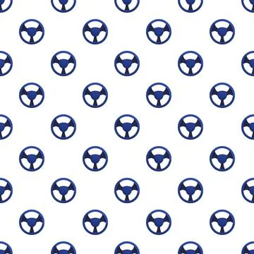 Blue steering wheel seamless pattern on white background Illustrazione stock