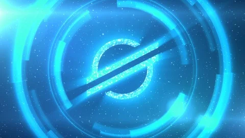 Blue Stellar symbol on space background with HUD elements. Seamless loop. Stock Footage 118017885
