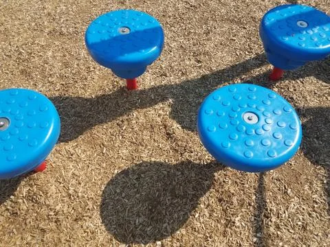 Blue stepping stools on playground Stock Photos