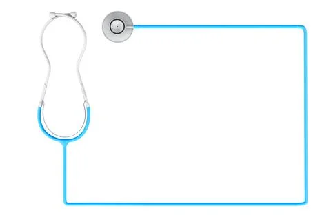 Blue stethoscope as frame for text, 3D rendering Stock Illustration